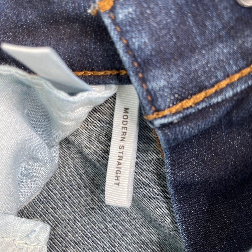 Loft Womens Modern Straight Leg Jeans Dark Wash Raw Hem Size 6 28 Indigo Stretch - Picture 12 of 13